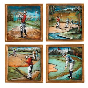 4 in. 4-Piece Square Assorted Golf Coaster Set