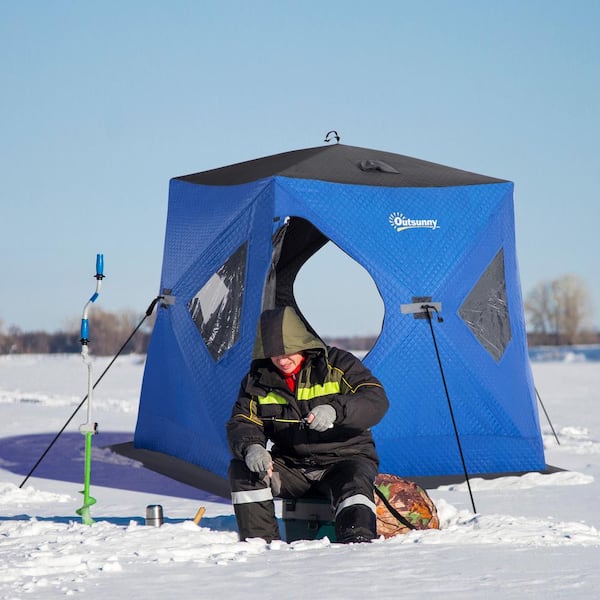 Outsunny 2-Person Insulated Ice Fishing Shelter Pop-Up Portable