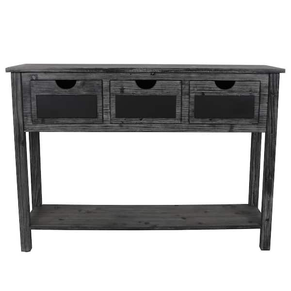 Decor Therapy Rowan 45 in. Chalkboard/Weathered Standard Rectangle Wood Console Table with Drawers