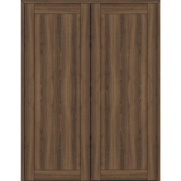 Belldinni 1 Panel Shaker 72 in. x 96 in. Both Active Pecan Nutwood Wood Composite Double Prehung Interior Door