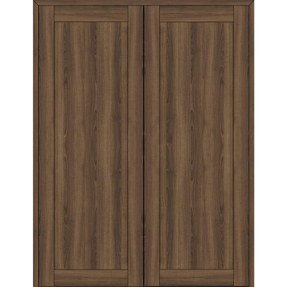Shaker 48 in. x 83.25 in. 1 Panel Both Active Pecan Nutwood Wood Composite Double Prehung Interior Door price history on PriceWatchPro