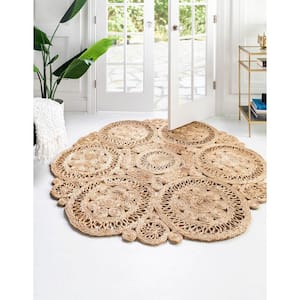 Braided Jute Shalini Natural 3 ft. 1 in. x 3 ft. 1 in. Area Rug