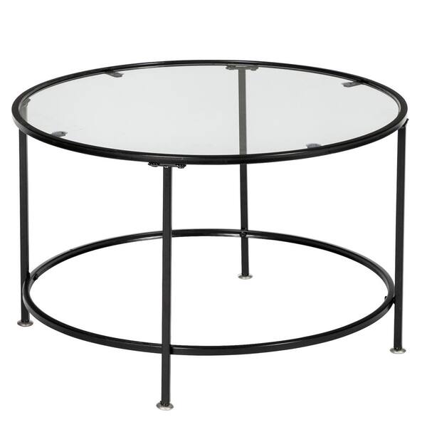 Round Glass Coffee Table, Coffee Table Round Glass Top Black