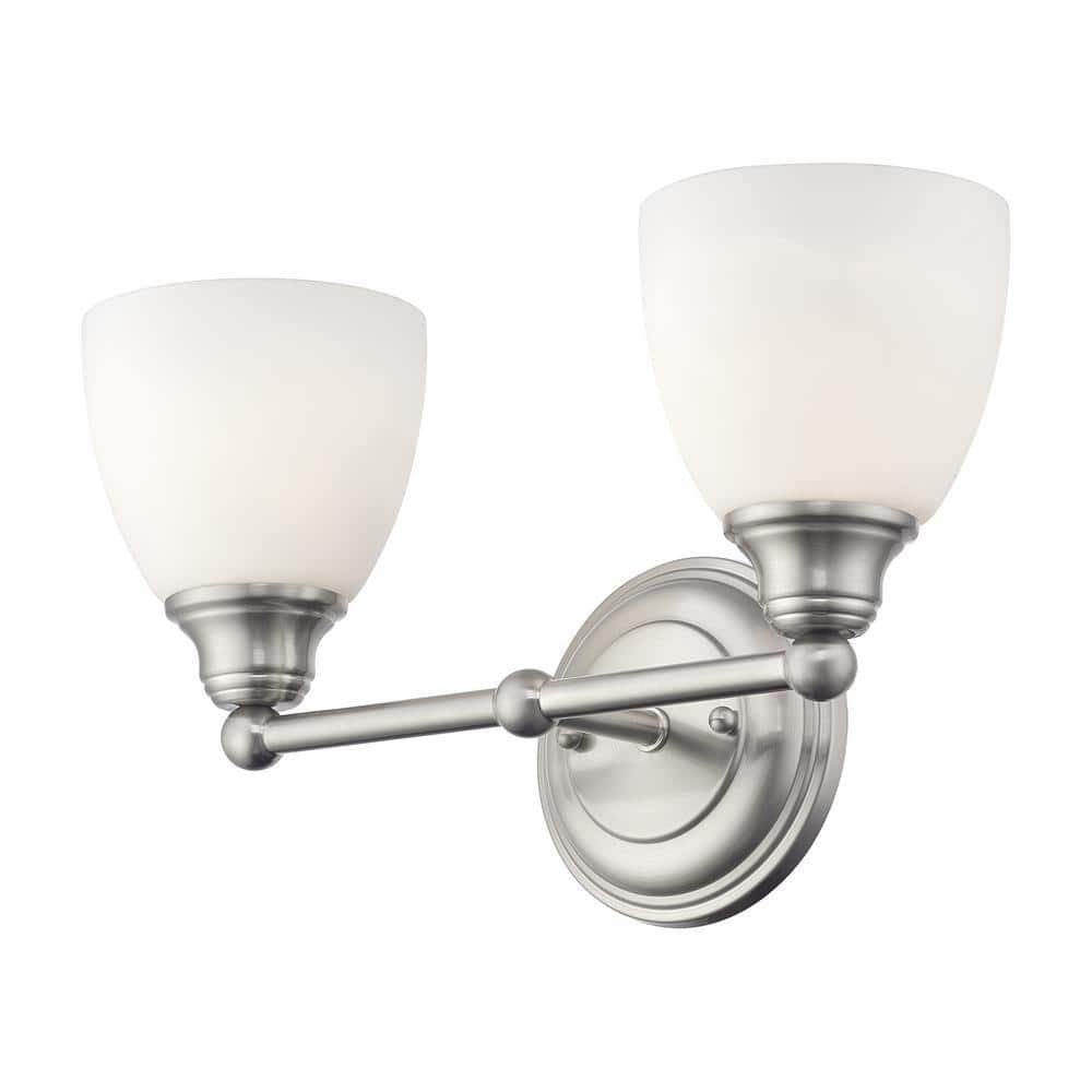 Somerville Brushed Nickel 2-Light Vanity with Satin Opal White Glass