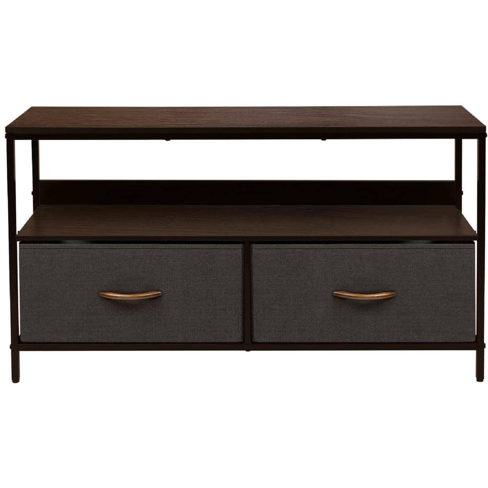 Sorbus 38.75'' Brown TV Stand with Foldable Fabric Drawers