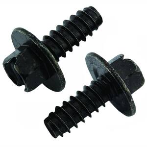 1/4 in. x 5/8 in. Black Slotted Blunt Point Hex Washer Head License Plate Bolt for Ford with 5/8 mm Washer (2-Bag)