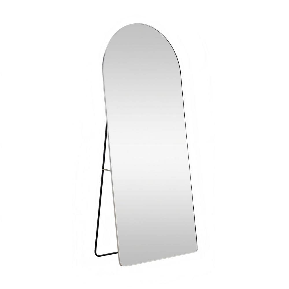 Silver 23.2 in. W x 64.9 in. H Aluminum Alloy Metal Frame Arched Wall Mirro
