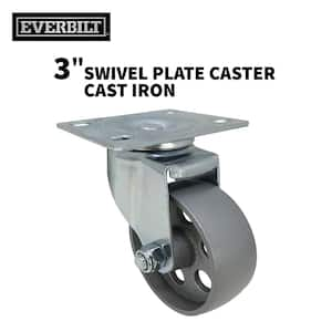 3 in. Gray Cast Iron Swivel Plate Caster with 300 lbs. Load Rating