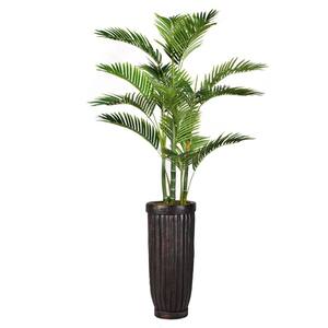 69 in. Tall Palm Tree Artificial Decorative Faux with Burlap Kit and Fiberstone Planter