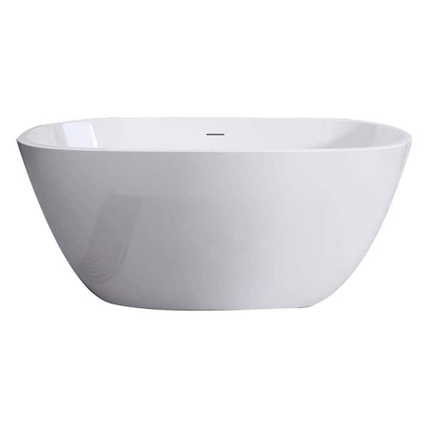 Boosicavelly 65 in. W x 30 in. D x 23 in. H Acrylic Freestanding Soaking Bathtub with Center Drain