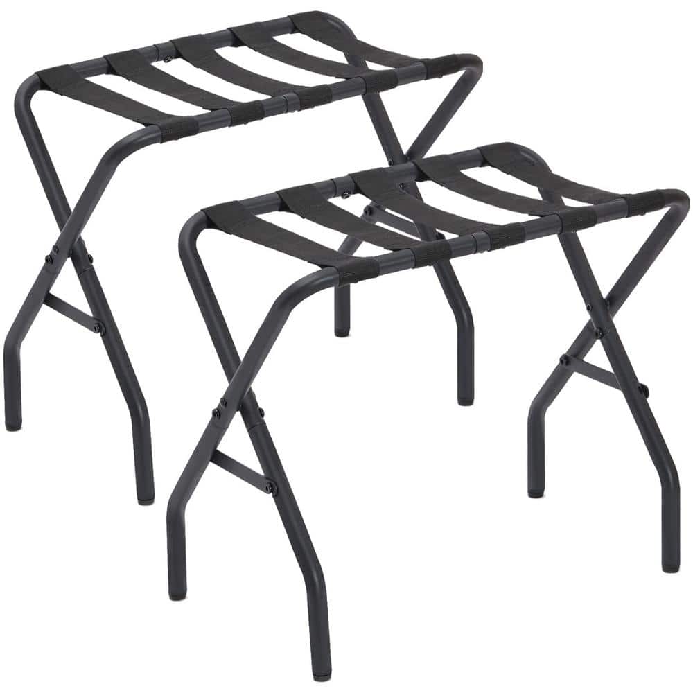Black Foldable Suitcase Stands, Metal Luggage Rack for Guest Room, Bedroom 