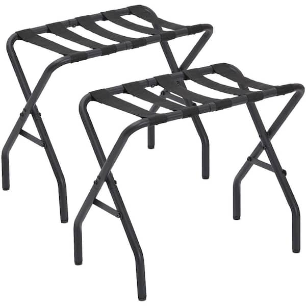 Angel Sar Black Foldable Suitcase Stands, Metal Luggage Rack for Guest Room, Bedroom and Hotel (2-Pack)