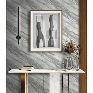 Carrara Marble Gray/Black Vinyl Non-Pasted Strippable Wallpaper Roll (Cover 60.75 sq. ft.)