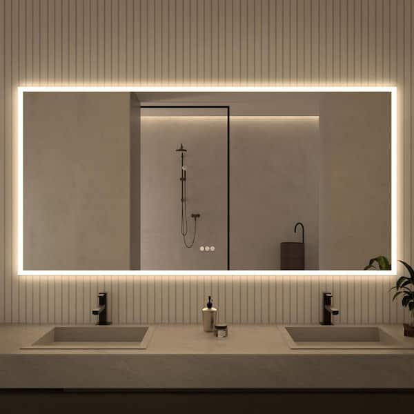 Hermitage Bath Musci 72 in. W x 36 in. H Rectangular Frameless LED Wall Bathroom Vanity Mirror