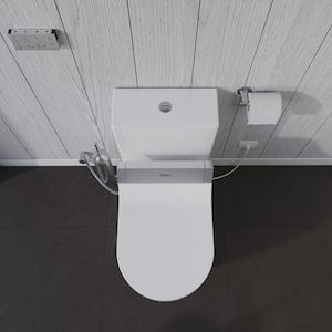 ME by Starck 1-piece 1.28 GPF Single Flush Elongated Toilet in. White with HygieneGlaze (Seat Not Included )