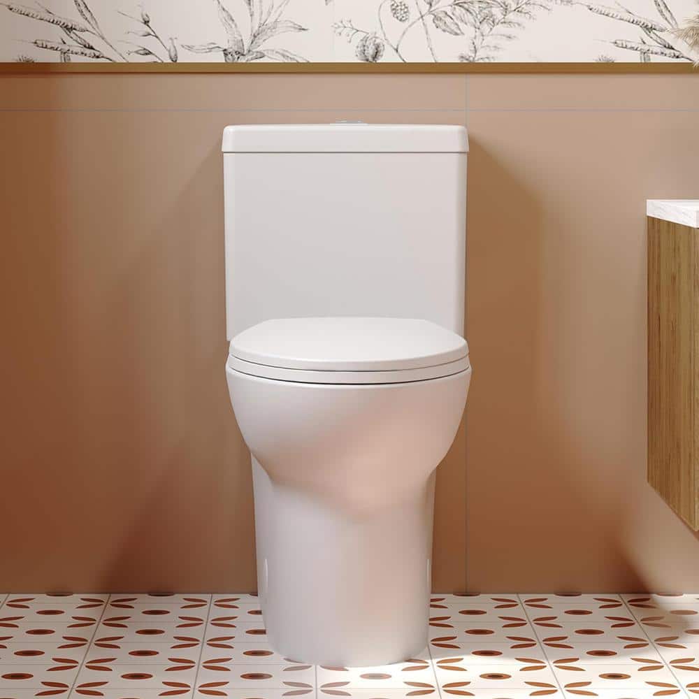 Glossy White Ceramic Elongated Dual Flush One-Piece Toilet