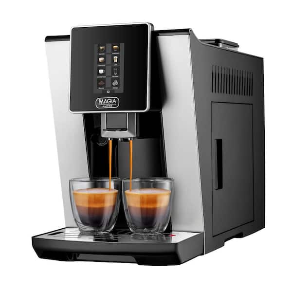 Zulay Kitchen Magia AMPRO Automatic Espresso Machine with Grinder and Milk Frothier – 2-Cup Black
