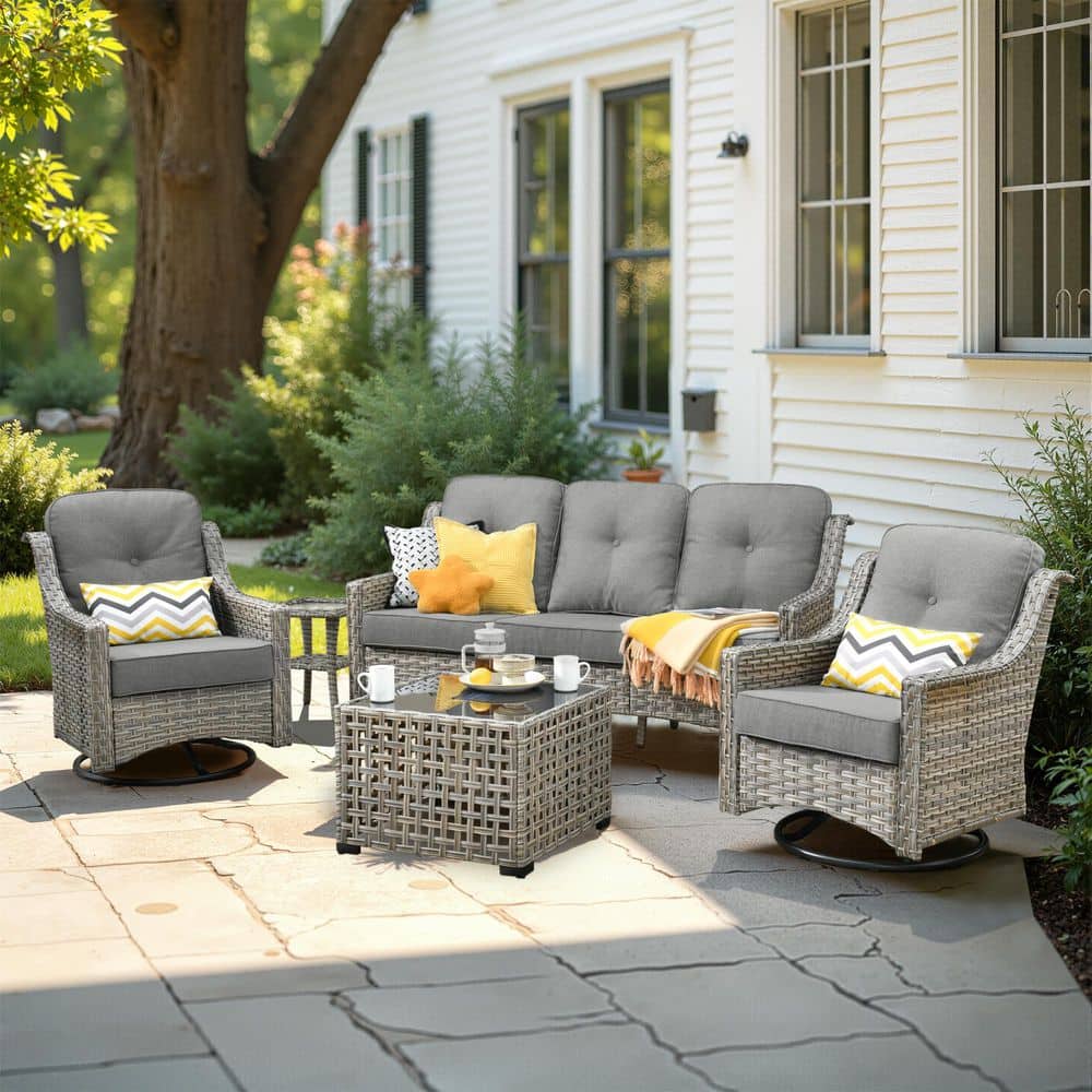 HOOOWOOO Denver 5-Piece Wicker Outdoor Furniture Patio