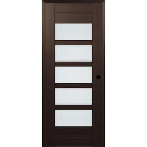 28 in. x 80 in. Vona 07 Left-Hand 5-Lite Frosted Glass Veralinga Oak Composite DIY-Friendly Single Prehung Interior Door