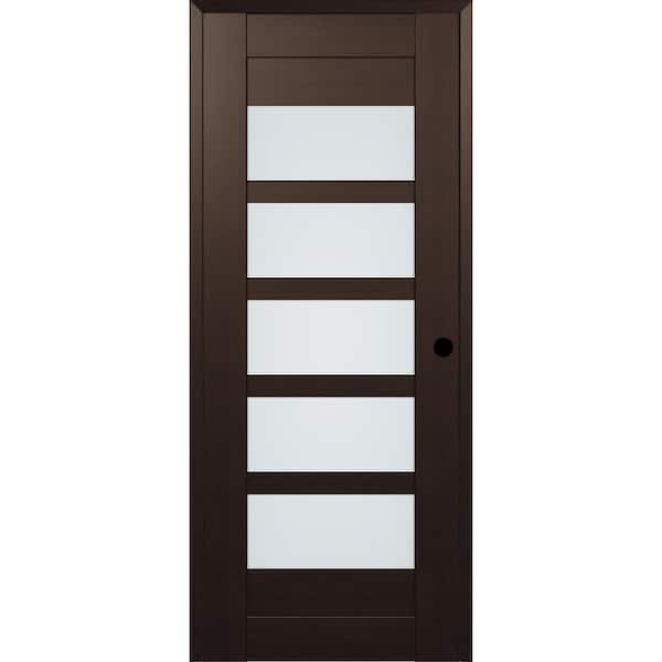 Belldinni 18 in. x 80 in. Vona 07 Left-Hand 5-Lite Frosted Glass Veralinga Oak Composite DIY-Friendly Single Prehung Interior Door