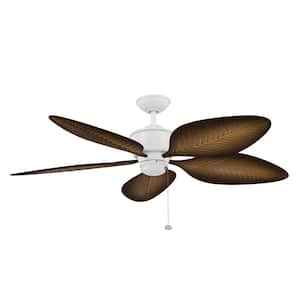 Nani 56 in. WeatherPlus Outdoor Matte White Downrod Mount Ceiling Fan with Pull Chain for Patios or Porches