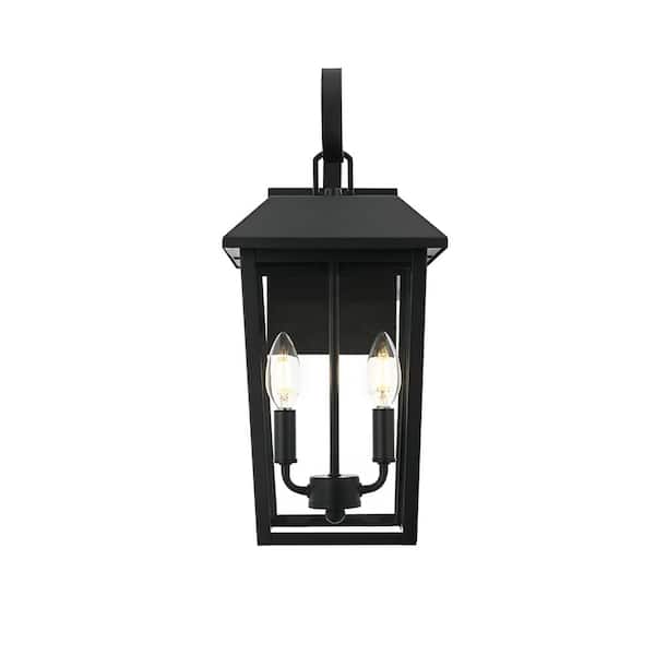 18 in. Black Outdoor Hardwired Wall Sconce with No Bulbs Included