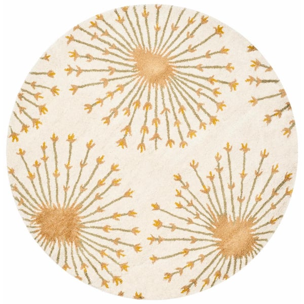 SAFAVIEH Bella Beige/Gold 5 ft. x 5 ft. Round Floral Area Rug