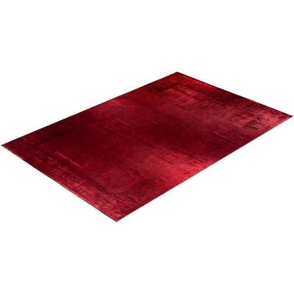 Overdyed Red 12 ft. x 18 ft. Solid Wool Indoor Area Rug