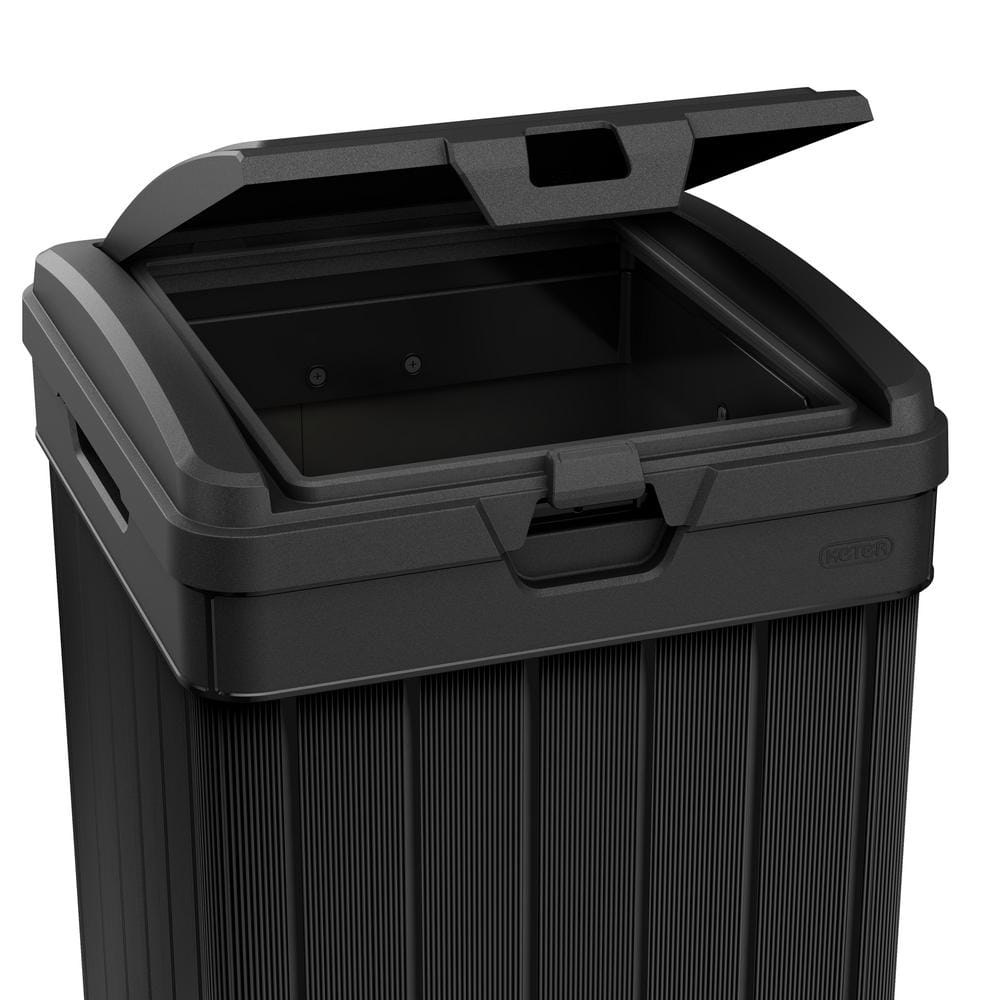 Baltimore Black Plastic Outdoor Trash Can with Pull-out Drawer