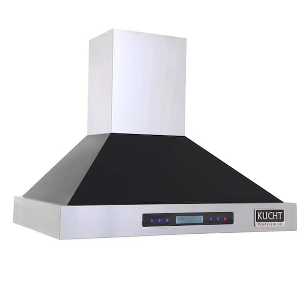 Professional 36 in. 900 CFM Ducted Wall Mount Range Hood with Light in Black
