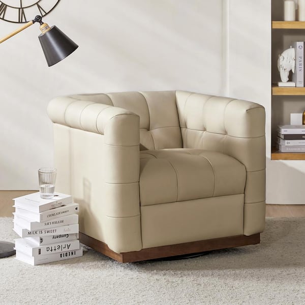 ★CARLYN★ Gina ORANGEH74109010 H74109010H JAYDEN CREATION Gunther Beige Genuine Leather Swivel Club