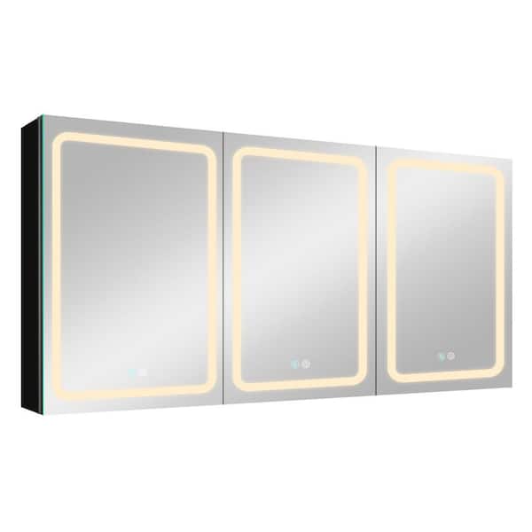 JimsMaison 60 in. W x 30 in. H Rectangular Aluminum Medicine Cabinet with Mirrors and Shelves