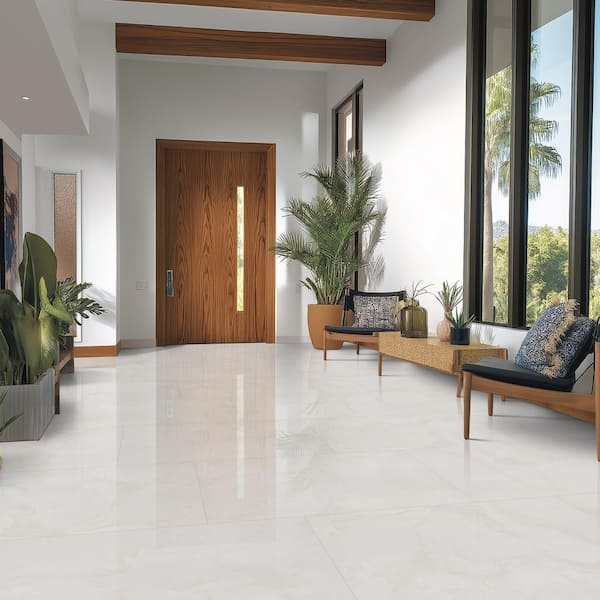 Calgary Onyx Polished White Onyx Stone Look Porcelain Tile 24 x 48 in., Floor & Wall (27 cases/432 sq. ft. /Pallet)