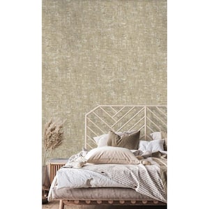 Taupe and Gold Beaded Metallic Print Non-Woven Paper Paste the Wall Textured Wallpaper 57 sq. ft.