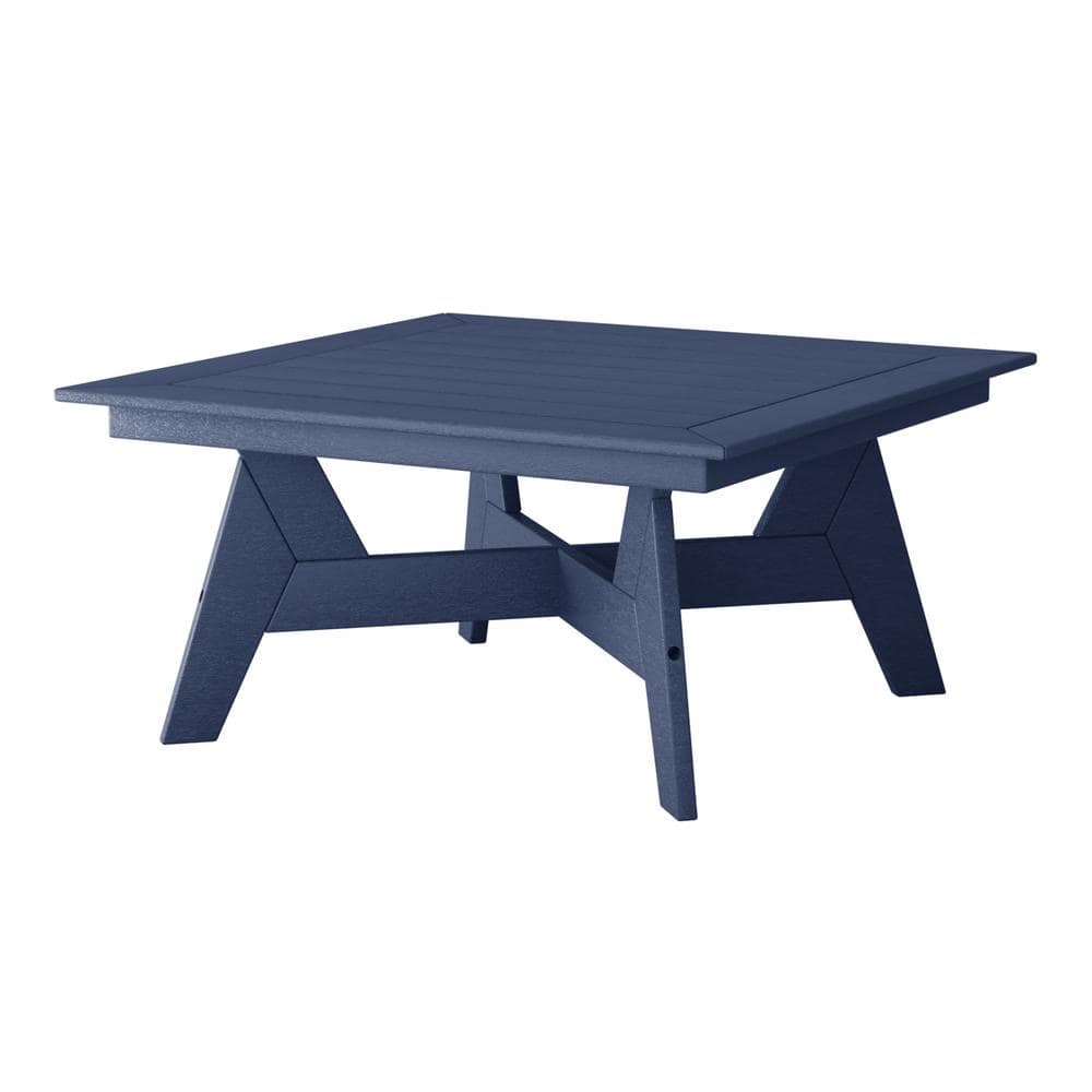 WESTIN OUTDOOR Birchwood Outdoor Patio 37 in. Square HDPE Conversation Coffee Table in Navy Blue