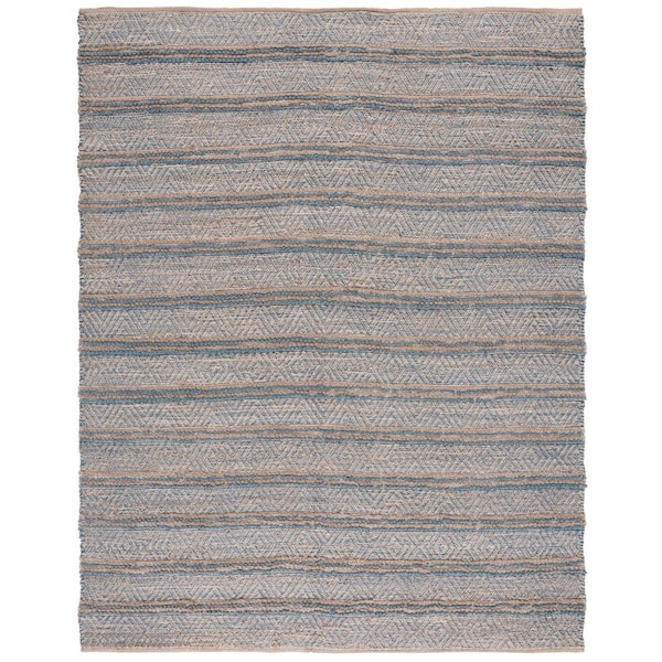 Cape Cod 8 ft. x 10 ft. Navy/Natural Geometric Striped High-Low Area Rug