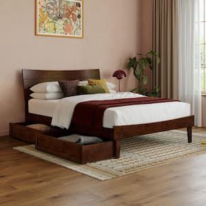 AFI Aveline Walnut Brown Wood Frame Full Platform Bed with