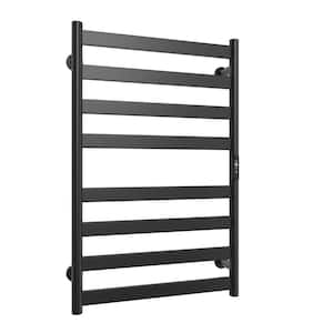 Electric Towel Warmer Wall Mount Heated Towel Rack 8-Bars Plug in Hardwired Black