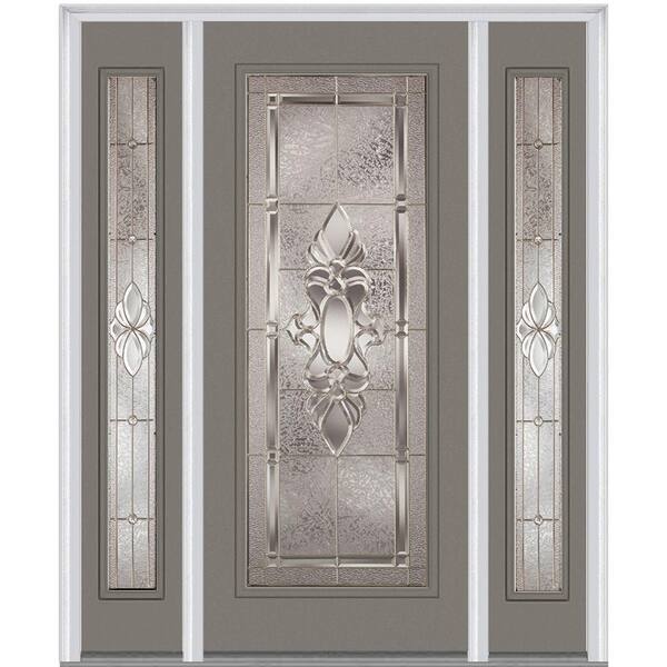 Milliken Millwork 68.5 in. x 81.75 in. Heirloom Master Decorative Glass Full Lite Painted Majestic Steel Exterior Door with Sidelites