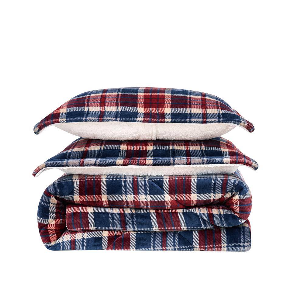 King Blue and Red Reversible Down Alternative Comforter Set