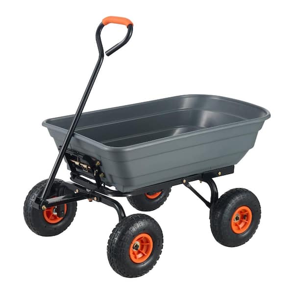 Avex 4 cu. ft. 600 lbs. Capacity Steel Dump Wagon Garden Cart with 2-in-1 Convertible Handle