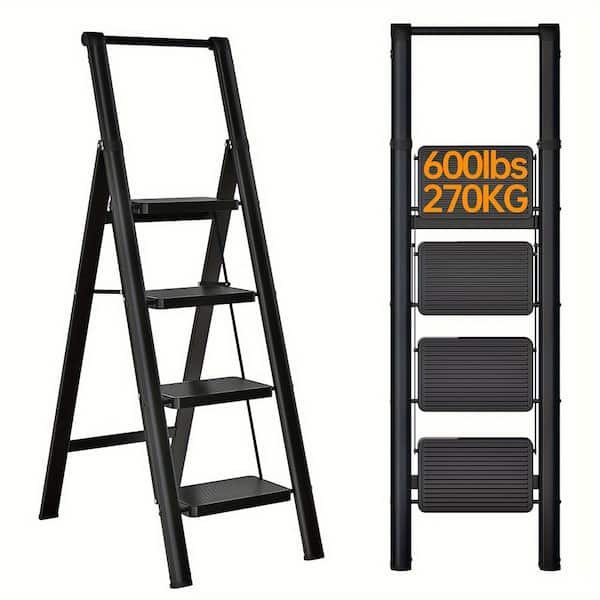 5-Step Steel Folding Step Ladder, 5.28 ft. Reach, 600 lbs. Load Capacity, w/ Anti-Slip Pedal, Multi-Purpose Steel Ladder