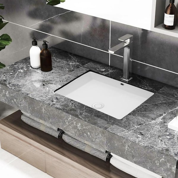 cadeninc 20 in. x 15.5 in. White Ceramic Rectangular Undermount