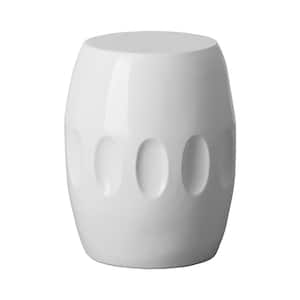 18 in. Orion White Ceramic Garden Stool