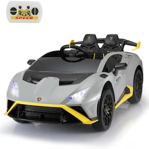 24-Volt Licensed Lamborghini Kids Ride On Car With Remote Control Electric Kids Drift Car Toy in Gray