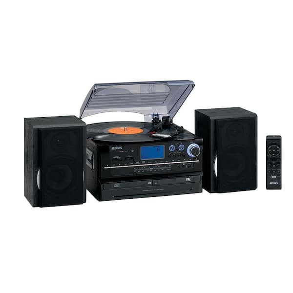 JENSEN 3-Speed Stereo Turntable Music System with CD/Cassette and AM/FM Stereo Radio