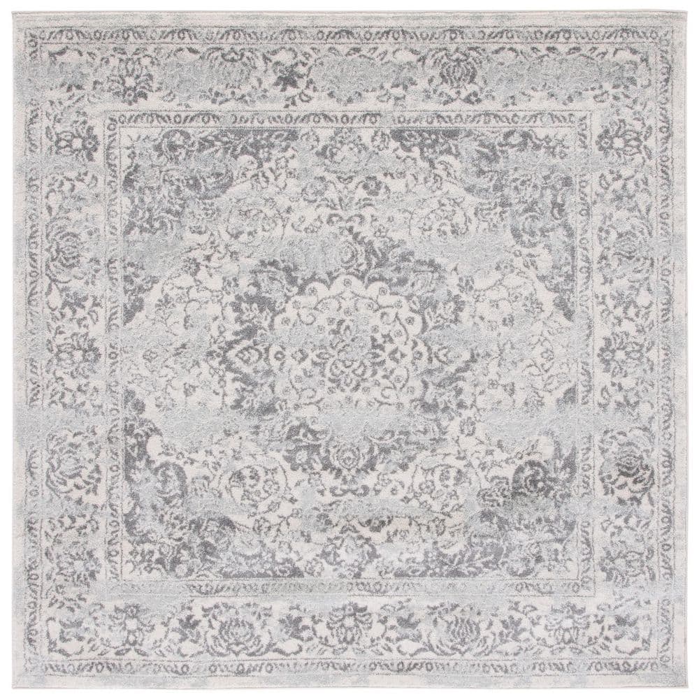 Tulum 7 ft. x 7 ft. Ivory/Gray Distressed Abstract Floral Square Area Rug price history on PriceWatchPro