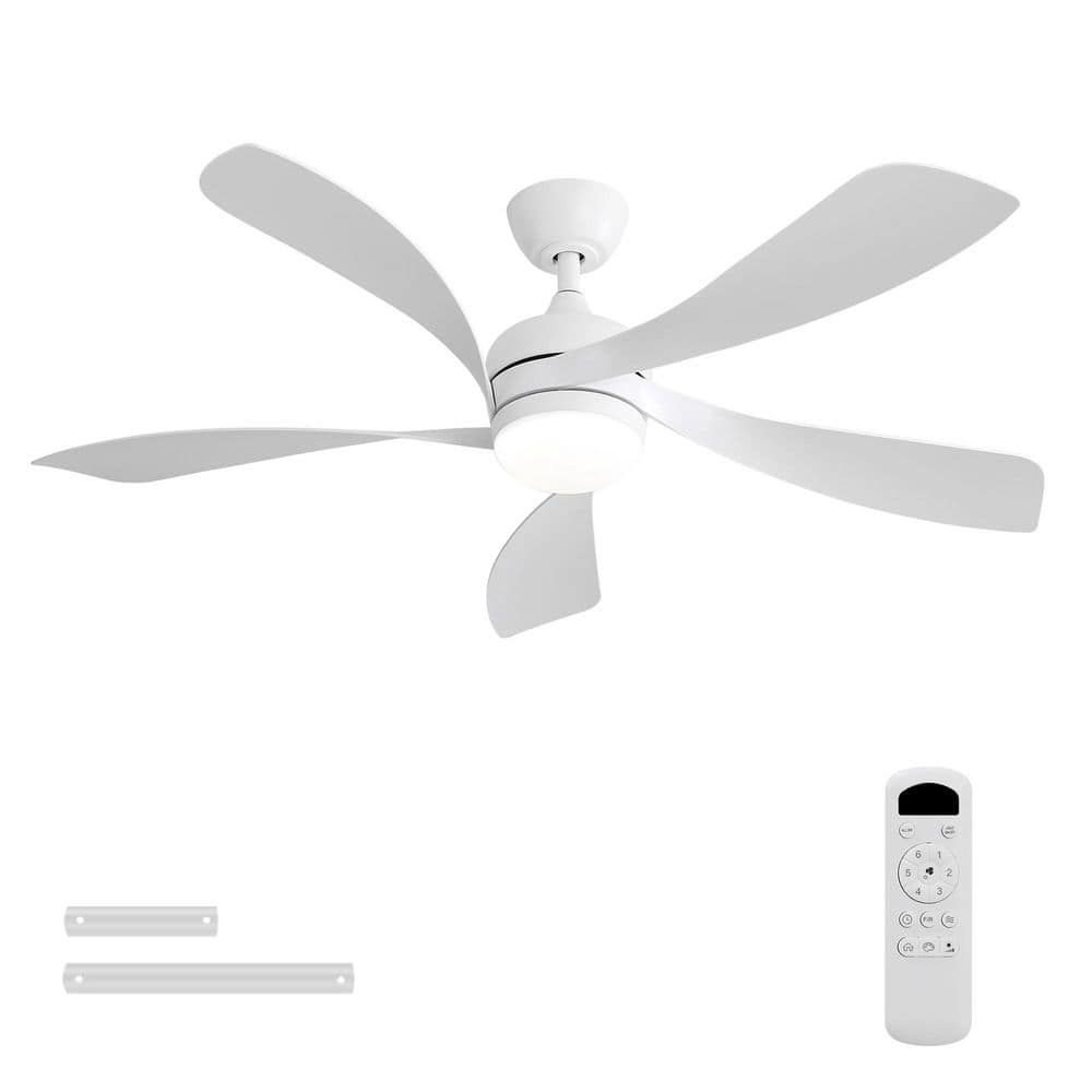 52 in. White Ceiling Fan with Light,Tri-Color Dimmable with Memory,5 White ABS Blades, for Bedroom Living Room price history on PriceWatchPro