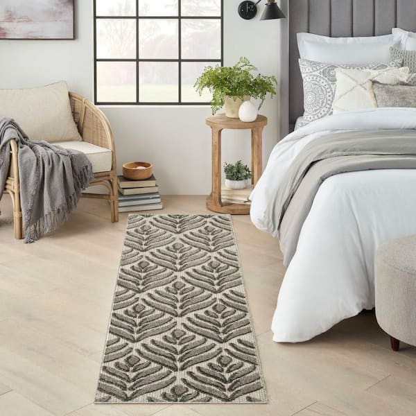 Aloha Charcoal 2 ft. x 6 ft. Botanical Contemporary Runner Area Rug