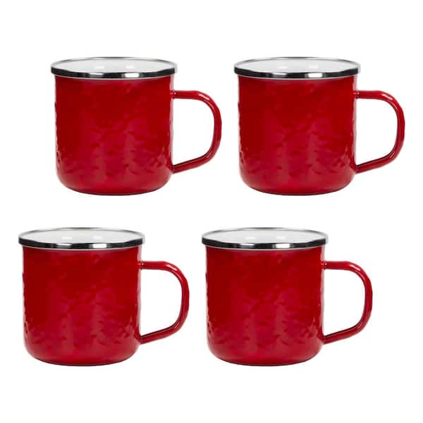 Golden Rabbit 12 oz. Solid Red Enamelware Coffee Mugs (Set of 4) RR05S4 -  The Home Depot